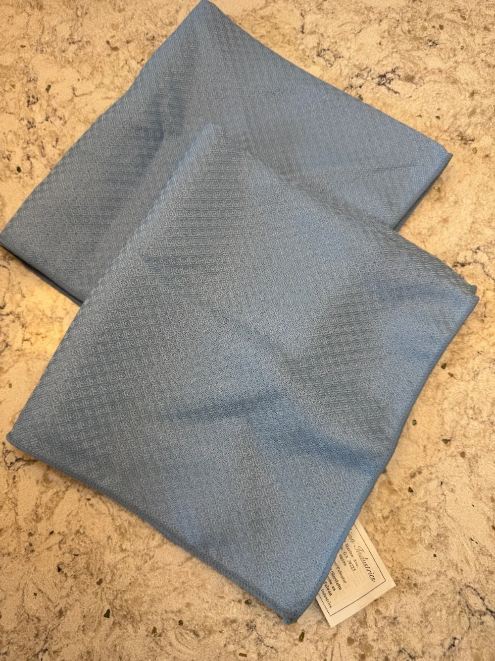 Set of two Vintage Fashion Industries Linen‎ Napkins baby light blue
